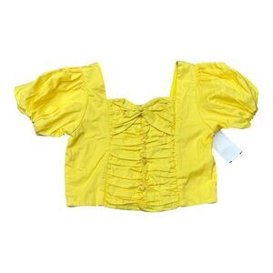 Truce Yellow Teen Smocked Cotton Crop Top 14
